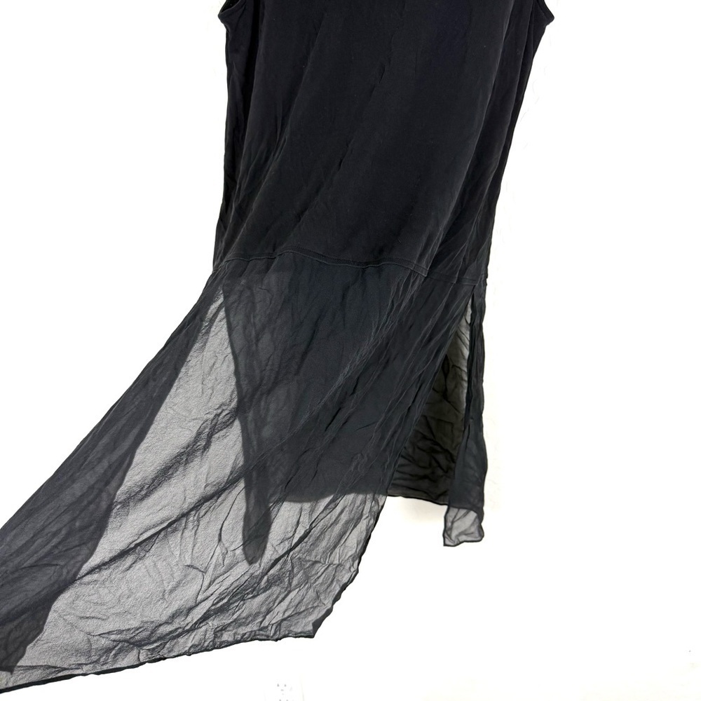 Eileen Fisher Black Silk Sheer Layer Sleeveless Tunic Top - Picture 2 of 7